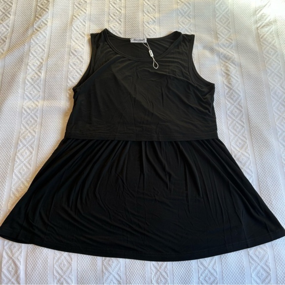 NWT Bearsland Black Maternity Nursing Tank Top Blouse Size Medium - Picture 4 of 6